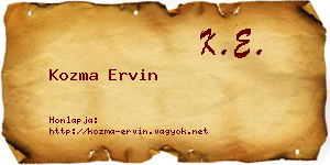 Kozma Ervin névjegykártya